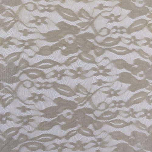 CRS Fur Fabrics 5056653816968 Fiona Stoff mit floraler Spitze, Sand, 1 m, 140 cm x 100 cm, Polyester, 1Mtr-140cm x 100cm von CRS Fur Fabrics