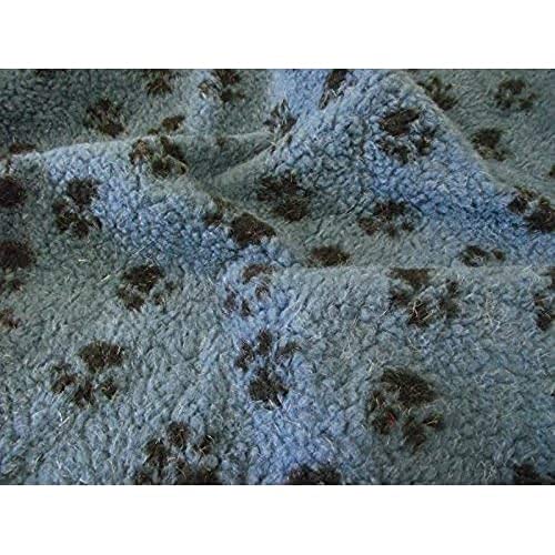 CRS Fur Fabrics Faux Fur Sheepskin Fabric Material-Blue Paws Sherpa-Kunstfell-Fleece-Schafsfell-Stoff, Kunstfaser, Blau, Pfotenabdrücke, 1Mtr - 150cm x 100cm von CRS Fur Fabrics