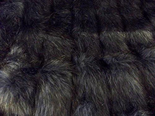 Super Luxus Kunstfell Stoff Material Hi-Lo Vertikal Langer Flor Blau Schwarz - Hi-Lo Vertikal Langhaarige Blau Schwarz, 1Mtr - 150cm x 100cm von CRS Fur Fabrics