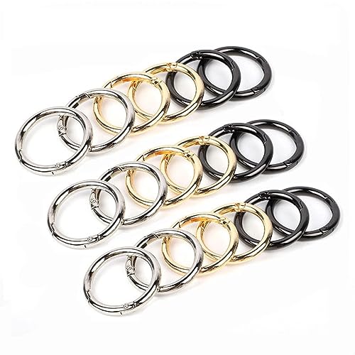 30 Stück Karabiner Ring,Runde Karabiner,Schlüsselring Schnalle,Frühling O Ring,Snap ring,Sprung Ringe,Handwerk Karabiner,Rund Snap,für Schlüsselanhänger, Tasche, Geldbörse und Handtasche von CRSUSUKJ