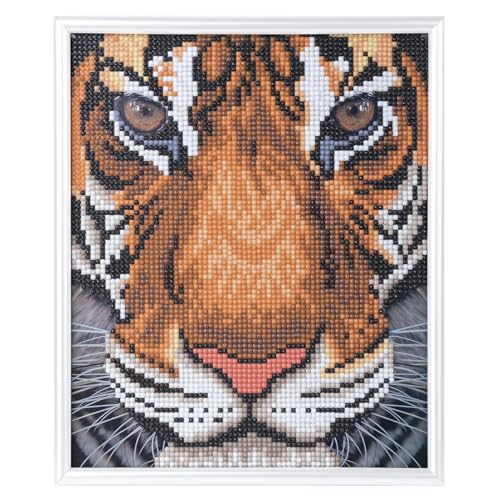 CRYSTAL ART Set Diamantbild, mit weißem Rahmen, 21 x 25 cm, Tiger von CRYSTAL ART