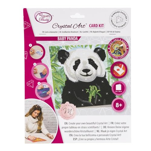 CRYSTAL ART Set mit Karte für Diamant-Stickerei, 18 x 18 cm, Motiv Baby Panda von CRYSTAL ART