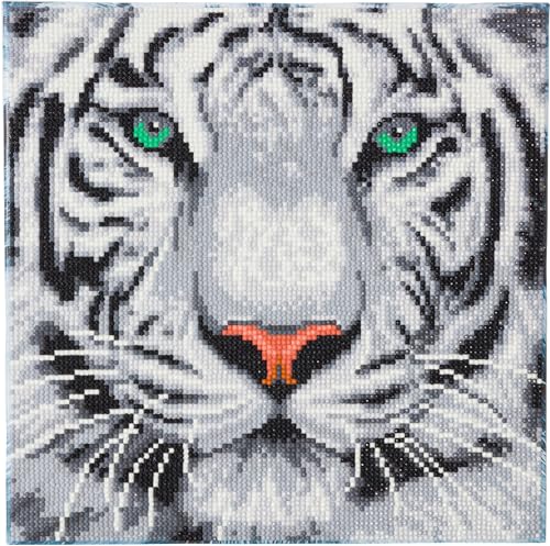 Craft Buddy Crystal Art CAK-A96M Crystal Art Kit White Tiger, 30 x 30 cm von CRYSTAL ART