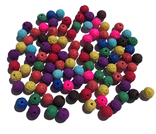 100 Stück bunte Mischung Lava Perlen Mix Größe 8mm Schmucksteine Lavastein Perlen Steinperlen rot blau grün violett braun usw. Bastelperlen Basteln Schmuck selber machen Schmuckperlen aus Lavagestein von CRYSTAL KING von CRYSTAL KING