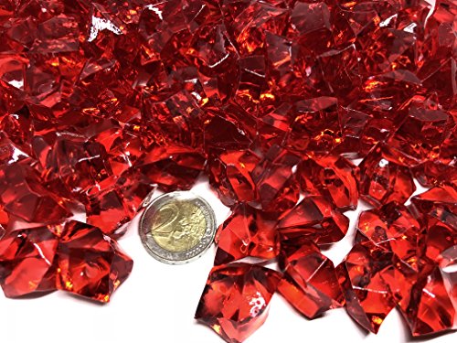 140 Stück 500g große rot Deko Eis Diamanten 32mm Brillianten Strasssteine Acrylsteine basteln Dekosteine Gltzersteine Strass Steine zum Verzieren Dekorieren von CRYSTAL KING von CRYSTAL KING