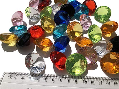 36 Stück 30mm große bunte Deko-Diamanten Brillianten Strasssteine Acryl-Steine bunt transparent klar Gltzersteine Schmuck-Steine Strass-Steine Streu-Deko Tisch-Deko von CRYSTAL KING von CRYSTAL KING