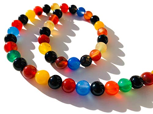 CRYSTAL KING Bunte Achat Perlen EIN Strang 8mm Schmucksteine Edelsteine Steinperlen Halbedelsteinperlen Bastelperlen Heilstein Schmuck von CRYSTAL KING