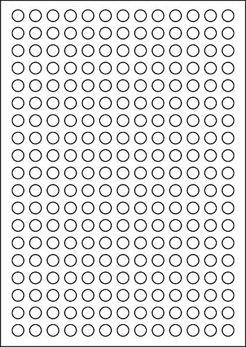 2.470 Etiketten aus Polyester selbstklebend rund 10 mm permanent haftend auf Bogen A4 (10 Bögen x 247 Etik.) von CS Webkontor