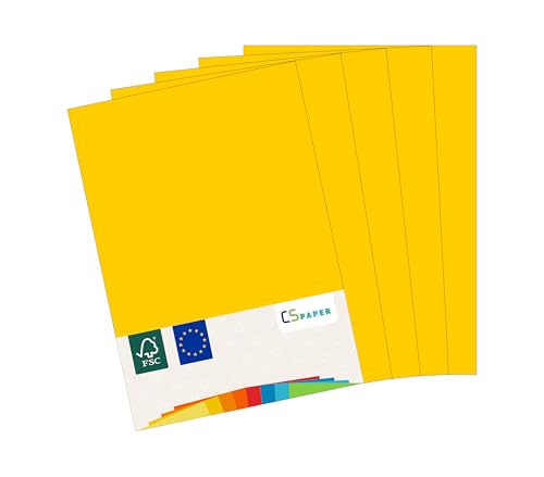 MADE IN EU 20 Blatt farbiges Papier SONNENGELB A4 80 g/m² CS Paper - Druckerpapier, Kopierpapier, Universalpapier zum Drucken, Basteln & Falten im Format DIN A4. Papier für den Heim- & Bürobedarf von CS Webkontor