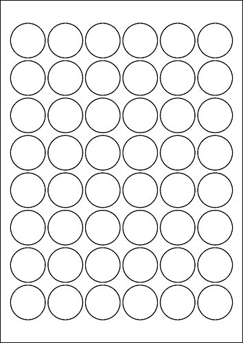 240 Etiketten selbstklebend rund 30 mm WEISS permanent klebend auf A4 Bogen (5 Bögen x 48 Etik.) von CS Webkontor