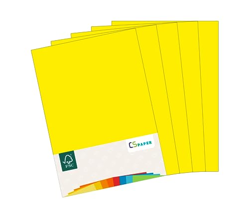 MADE IN EU 10 Blatt Bastelkarton GELB A4 210 g/m² CS Paper - Bastelpapier, Fotokarton, Tonpapier zum Basteln, Falten und Zeichnen im Format DIN A4. Farbkarton für den Heim- & Bürobedarf von CS Webkontor