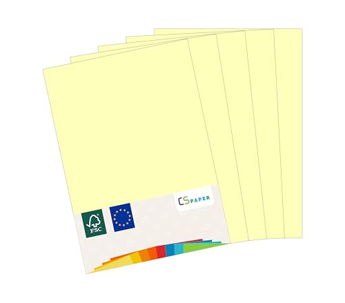 MADE IN EU 10 Blatt Bastelkarton HELLGELB A4 210 g/m² CS Paper - Bastelpapier, Fotokarton, Tonpapier zum Basteln, Falten und Zeichnen im Format DIN A4. Farbkarton für den Heim- & Bürobedarf von CS Webkontor