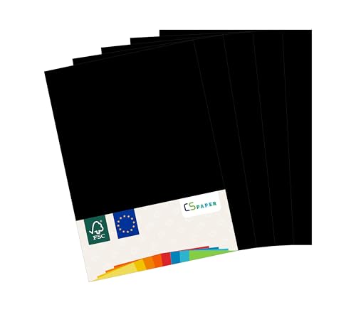 MADE IN EU 10 Blatt Bastelkarton SCHWARZ A4 210 g/m² CS Paper - Bastelpapier, Fotokarton, Tonpapier zum Basteln, Falten und Zeichnen im Format DIN A4. Farbkarton für den Heim- & Bürobedarf von CS Webkontor