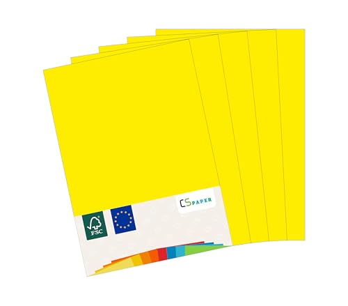 MADE IN EU 180 Blatt farbiges Papier GELB A4 80 g/m² CS Paper - Druckerpapier, Kopierpapier, Universalpapier zum Drucken, Basteln & Falten im Format DIN A4. Papier für den Heim- & Bürobedarf von CS Webkontor