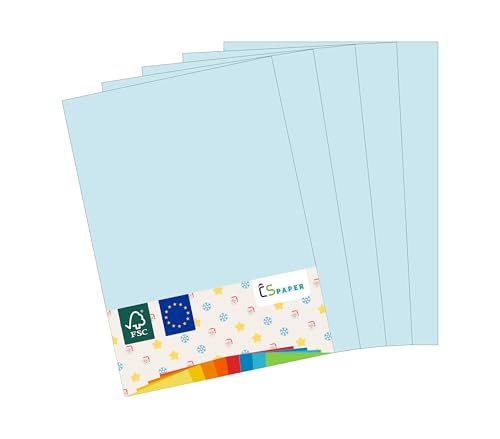 MADE IN EU 20 Blatt farbiges Papier EISBLAU A4 80 g/m² CS Paper - Druckerpapier, Kopierpapier, Universalpapier zum Drucken, Basteln & Falten im Format DIN A4. Papier für den Heim- & Bürobedarf von CS Webkontor