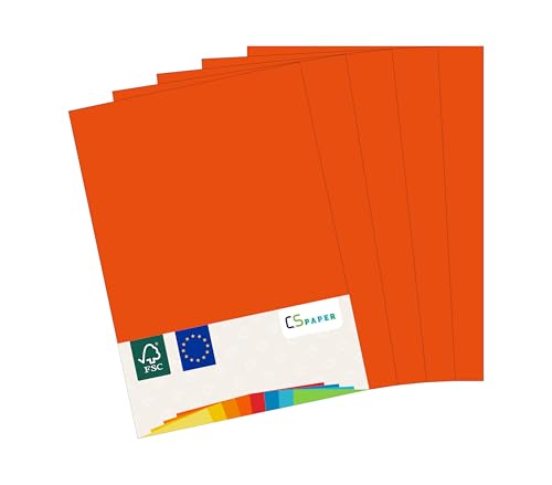 MADE IN EU 20 Blatt farbiges Papier ROTORANGE A4 80 g/m² CS Paper - Druckerpapier, Kopierpapier, Universalpapier zum Drucken, Basteln & Falten im Format DIN A4. Papier für den Heim- & Bürobedarf von CS Webkontor