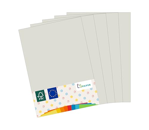 MADE IN EU 5 Blatt Bastelkarton GRAU A4 210 g/m² CS Paper - Bastelpapier, Fotokarton, Tonpapier zum Basteln, Falten und Zeichnen im Format DIN A4. Farbkarton für den Heim- & Bürobedarf von CS Webkontor