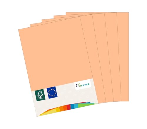 MADE IN EU 50 Blatt farbiges Papier APRICOT A4 80 g/m² CS Paper - Druckerpapier, Kopierpapier, Universalpapier zum Drucken, Basteln & Falten im Format DIN A4. Papier für den Heim- & Bürobedarf von CS Webkontor