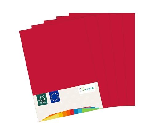 MADE IN EU 50 Blatt farbiges Papier KIRSCHROT A4 80 g/m² CS Paper - Druckerpapier, Kopierpapier, Universalpapier zum Drucken, Basteln & Falten im Format DIN A4. Papier für den Heim- & Bürobedarf von CS Webkontor