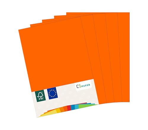 MADE IN EU 50 Blatt farbiges Papier NEONORANGE A4 80 g/m² CS Paper - Druckerpapier, Kopierpapier, Universalpapier zum Drucken, Basteln & Falten im Format DIN A4. Papier für den Heim- & Bürobedarf von CS Webkontor