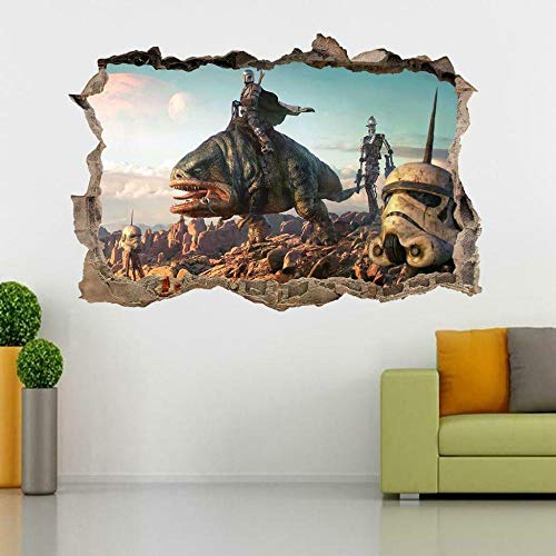 CSCH Wandtattoo Der mandalorianische 3D zertrümmerte Wandaufkleber Aufkleber Home Decor Wandbild Cartoon Film von CSCH