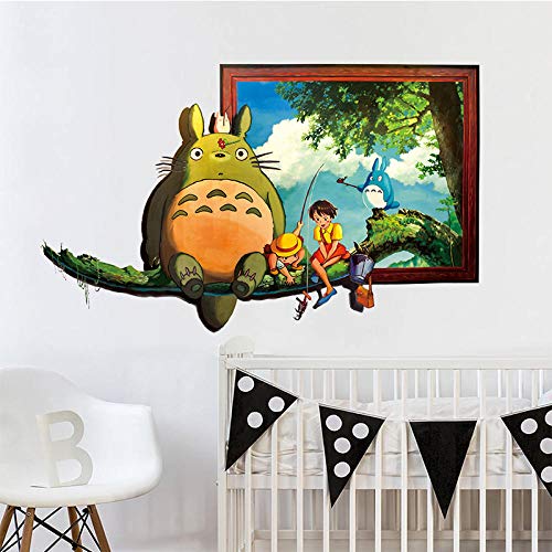 CSCH Wandtattoo Schöne Totoro 3d Fenster Wandaufkleber für Kinderzimmer Schlafzimmer Home Decoration Cartoon Film Wandkunst Diy Tiere Wandtattoos von CSCH