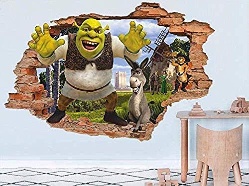 CSCH Wandtattoo Wandaufkleber Abziehbilder Shrek 3D Wandaufkleber Wandaufkleber Abnehmbare Vinyl Aufkleber Kinderzimmer Wandkunst Kinder Cartoon Dekor von CSCH