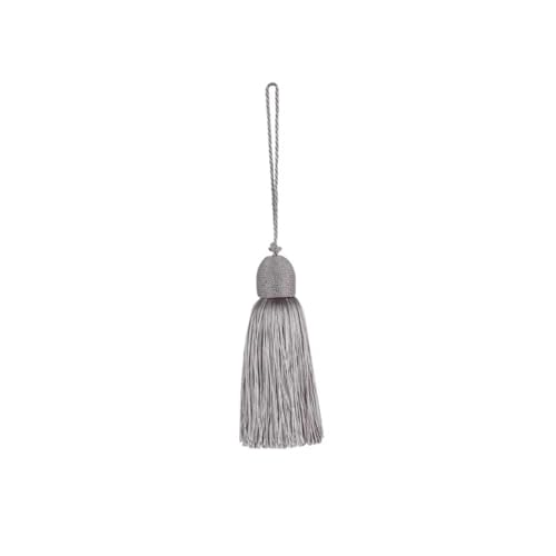 CSFFA 12 cm Einfache Quasten Anhänger Seide Pinsel Fransen Nähen Hängenden Seil Vorhang Zubehör Trim DIY Kleidung Dekoration Schlüssel Quaste(Silver,1p) von CSFFA