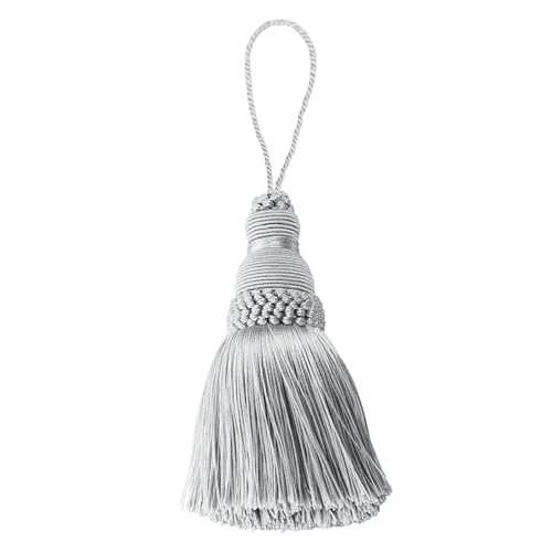 CSFFA 1Pc Hängenden Seil Seide Quaste Fringe Quaste Trim Kleidungsstück Dekoration Schlüssel Quasten for DIY Vorhang Zubehör(Silver) von CSFFA