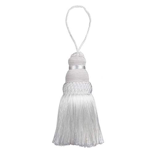 CSFFA 1Pc Hängenden Seil Seide Quaste Fringe Quaste Trim Kleidungsstück Dekoration Schlüssel Quasten for DIY Vorhang Zubehör(White) von CSFFA