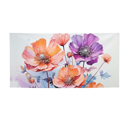 Willkommensbanner Aquarell Blumen Party Flagge Fotografie Hintergrund Flagge Dekorationen Geburtstag Party Wanddekoration Schild Foto Requisiten Flagge Banner für Zaun, Garten, Innen- und Außenbereich von CSGJMYGS