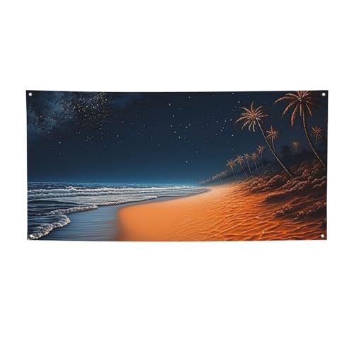 Willkommensbanner Strand mit entfernten Wellen, Party-Flagge, Fotografie-Hintergrund, Flagge, Dekorationen, Geburtstagsparty, Wanddekoration, Schild, Foto-Requisiten, Flaggenbanner für Zaun, Garten, von CSGJMYGS