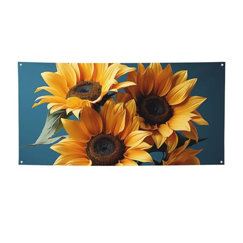 Willkommensbanner gelbe Sonnenblume, Party-Flagge, Fotografie-Hintergrund, Flagge, Dekorationen, Geburtstagsparty, Wanddekoration, Schild, Foto-Requisiten, Flagge, Banner für Zaun, Garten, Innen- und von CSGJMYGS