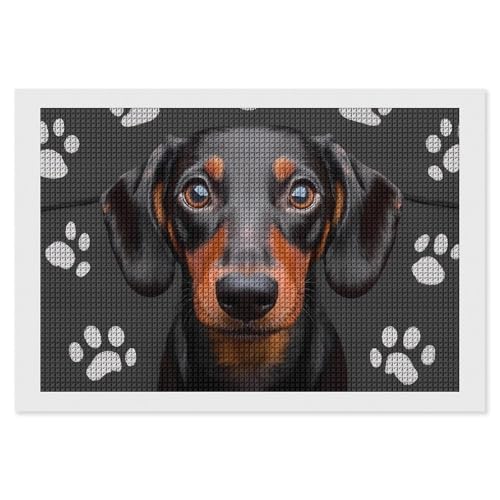 CSIVKEJ Diamant-Malset mit Hunden, 5D-Diamantkunst zum Selbermachen, mit runden Diamanten für Wanddekoration und Geschenke (20,3 x 30,5 cm) von CSIVKEJ