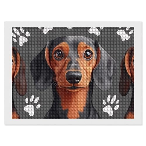 CSIVKEJ Diamant-Malset mit Hunden, 5D-Diamantkunst zum Selbermachen, mit runden Diamanten für Wanddekoration und Geschenke (30,5 x 40,6 cm) von CSIVKEJ