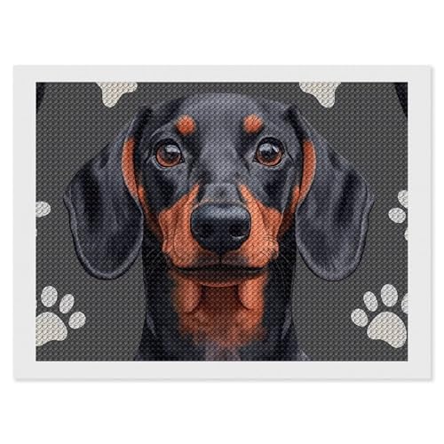 CSIVKEJ Diamant-Malset mit Hunden, 5D-Diamantkunst zum Selbermachen, mit runden Diamanten für Wanddekoration und Geschenke (30,5 x 40,6 cm) von CSIVKEJ