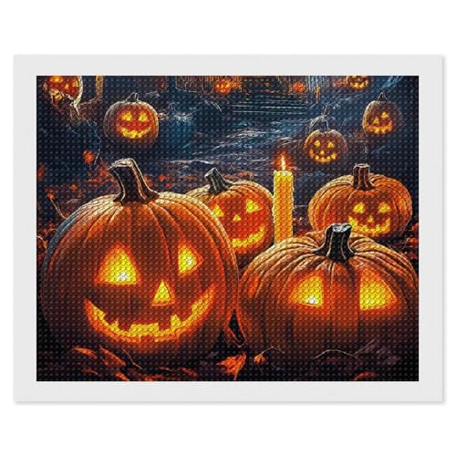 CSIVKEJ Halloween-Diamant-Malset, 5D-Diamantkunst zum Selbermachen, mit runden Diamanten, für Wanddekoration und Geschenke (40,6 x 50,8 cm) von CSIVKEJ