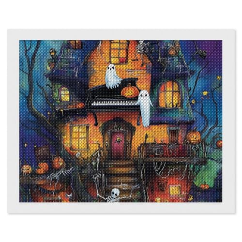 CSIVKEJ Halloween-Diamant-Malset, 5D-Diamantkunst zum Selbermachen, mit runden Diamanten, für Wanddekoration und Geschenke (40,6 x 50,8 cm) von CSIVKEJ