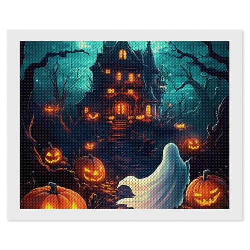 CSIVKEJ Halloween-Diamant-Malset, 5D-Diamantkunst zum Selbermachen, mit runden Diamanten, für Wanddekoration und Geschenke (40,6 x 50,8 cm) von CSIVKEJ