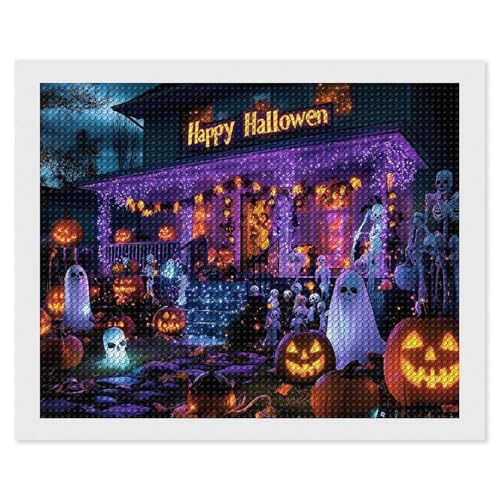 CSIVKEJ Halloween-Diamant-Malset, 5D-Diamantkunst zum Selbermachen, mit runden Diamanten, für Wanddekoration und Geschenke (40,6 x 50,8 cm) von CSIVKEJ