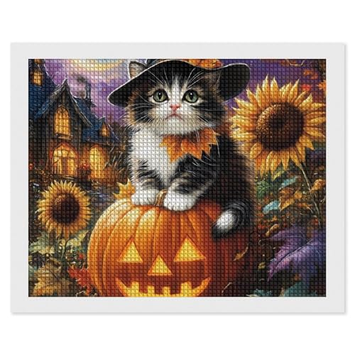 CSIVKEJ Halloween-Diamant-Malset, 5D-Diamantkunst zum Selbermachen, mit runden Diamanten, für Wanddekoration und Geschenke (40,6 x 50,8 cm) von CSIVKEJ