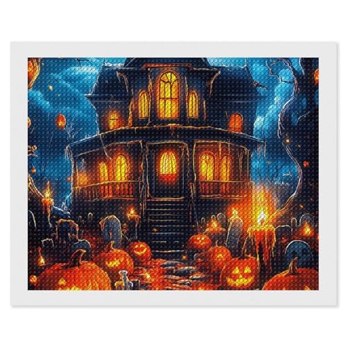 CSIVKEJ Halloween-Diamant-Malset, 5D-Diamantkunst zum Selbermachen, mit runden Diamanten, für Wanddekoration und Geschenke (40,6 x 50,8 cm) von CSIVKEJ