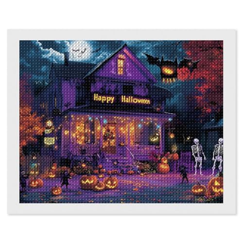 CSIVKEJ Halloween-Diamant-Malset, 5D-Diamantkunst zum Selbermachen, mit runden Diamanten, für Wanddekoration und Geschenke (40,6 x 50,8 cm) von CSIVKEJ