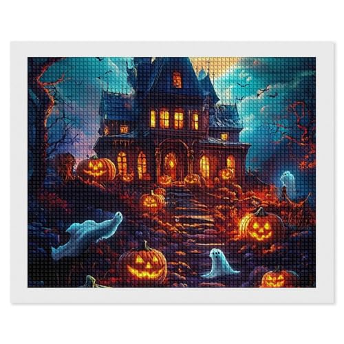 CSIVKEJ Halloween-Diamant-Malset, 5D-Diamantkunst zum Selbermachen, mit runden Diamanten, für Wanddekoration und Geschenke (40,6 x 50,8 cm) von CSIVKEJ