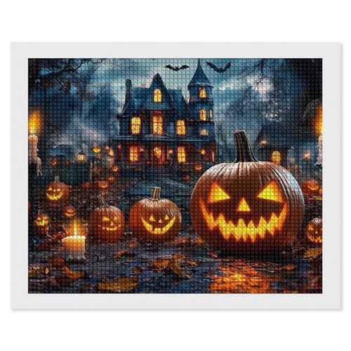 CSIVKEJ Halloween-Diamant-Malset, 5D-Diamantkunst zum Selbermachen, mit runden Diamanten, für Wanddekoration und Geschenke (40,6 x 50,8 cm) von CSIVKEJ