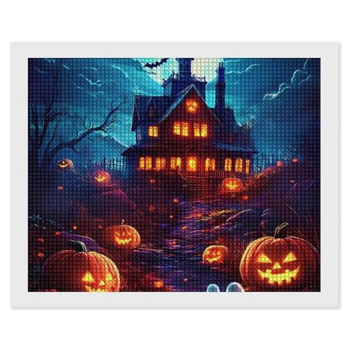 CSIVKEJ Halloween-Diamant-Malset, 5D-Diamantkunst zum Selbermachen, mit runden Diamanten, für Wanddekoration und Geschenke (40,6 x 50,8 cm) von CSIVKEJ