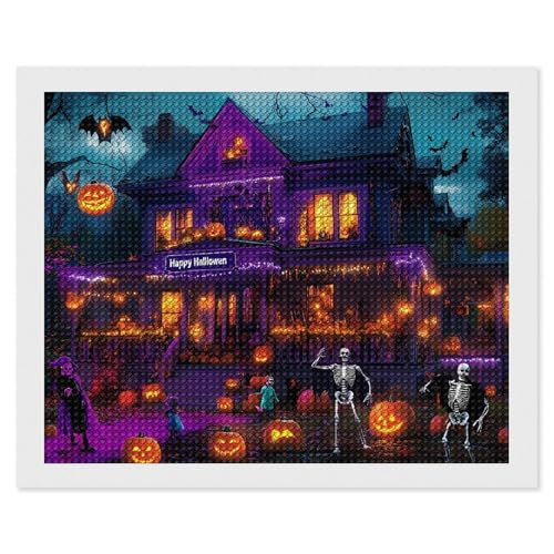 CSIVKEJ Halloween-Diamant-Malset, 5D-Diamantkunst zum Selbermachen, mit runden Diamanten, für Wanddekoration und Geschenke (40,6 x 50,8 cm) von CSIVKEJ