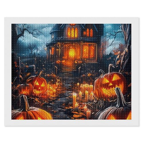 CSIVKEJ Halloween-Diamant-Malset, 5D-Diamantkunst zum Selbermachen, mit runden Diamanten, für Wanddekoration und Geschenke (40,6 x 50,8 cm) von CSIVKEJ