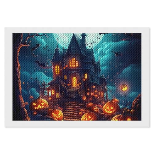 CSIVKEJ Halloween-Diamant-Malset, 5D-Diamantkunst zum Selbermachen, mit runden Diamanten für Wanddekoration und Geschenke (20,3 x 30,5 cm) von CSIVKEJ