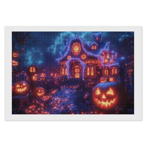 CSIVKEJ Halloween-Diamant-Malset, 5D-Diamantkunst zum Selbermachen, mit runden Diamanten für Wanddekoration und Geschenke (20,3 x 30,5 cm) von CSIVKEJ